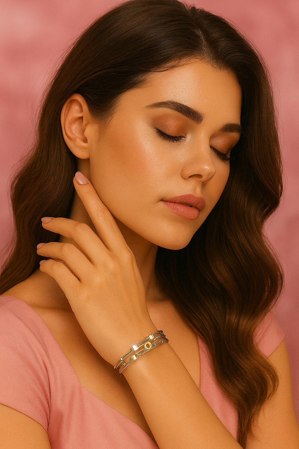 Luna bracelet – sterling silver and gold two-tone modern designer bangle