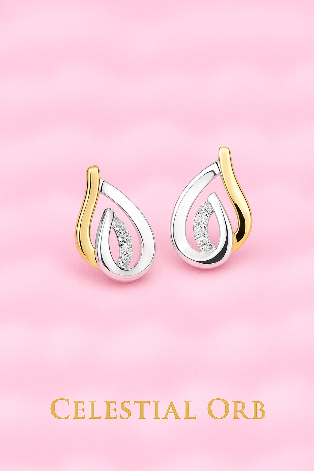 Barbados Earrings – sterling silver and gold stud earrings with diamond accents for women
