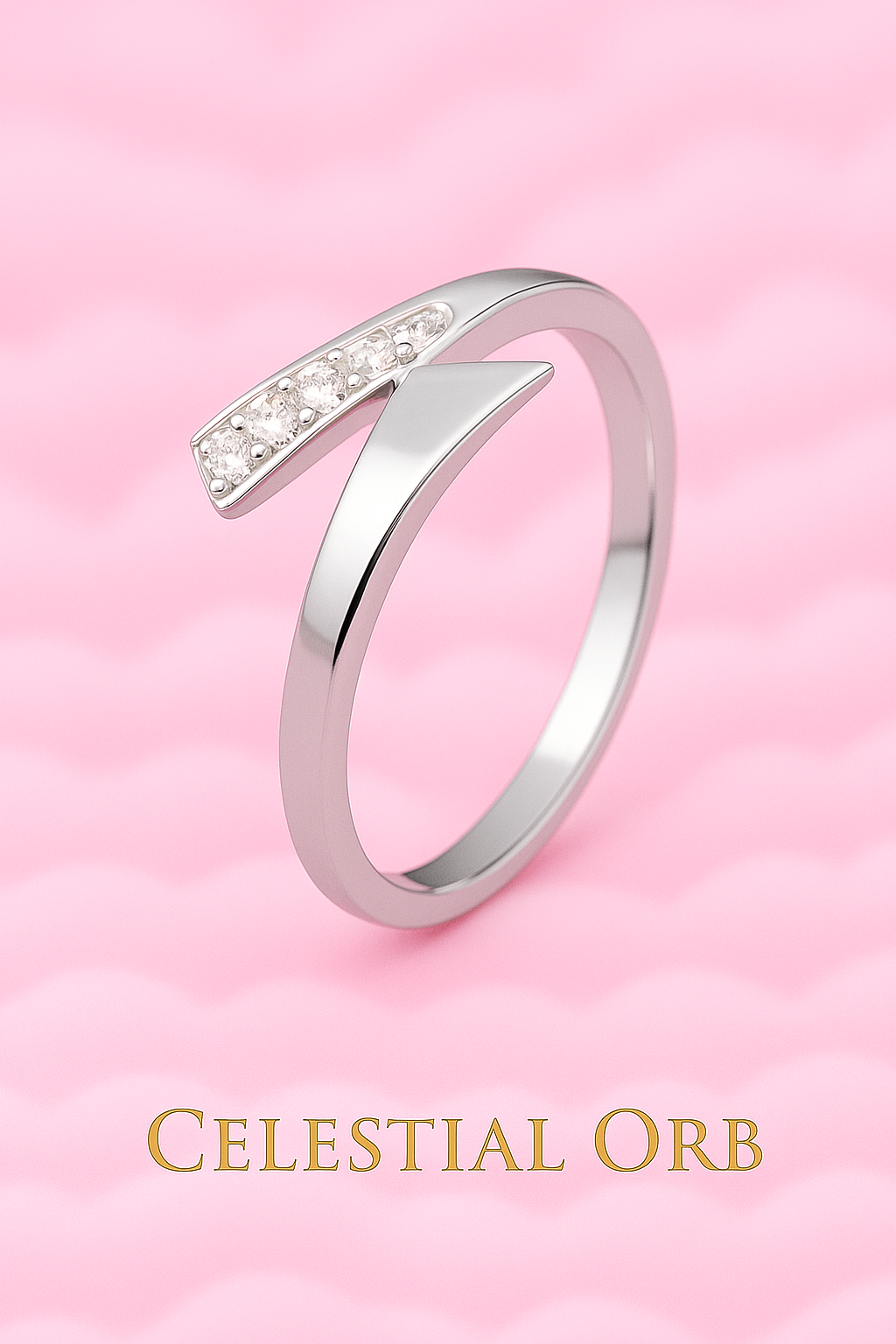 Sterling silver women’s ring with pavé crystal stones – elegant Florence modern ring design