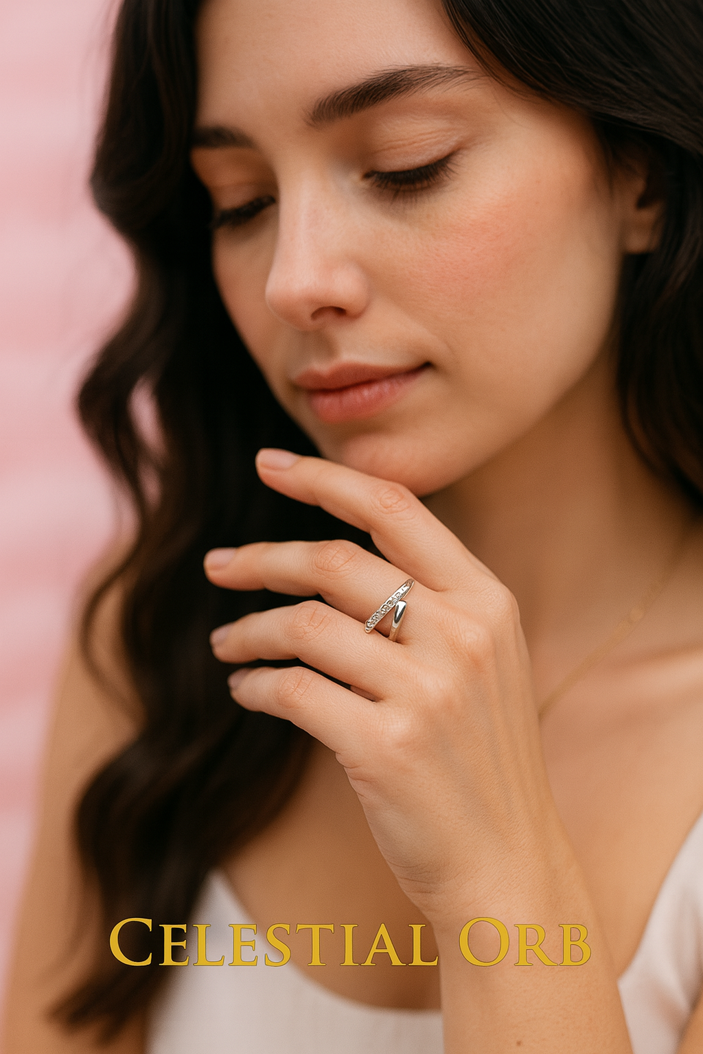 Sterling silver women’s ring with pavé crystal stones – elegant Florence modern ring design