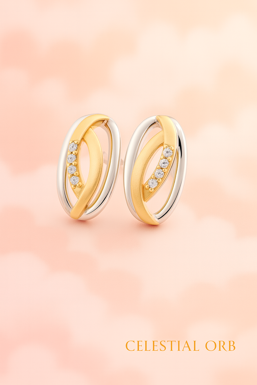 Sunrise earrings – sterling silver and gold two-tone earrings with diamond accents