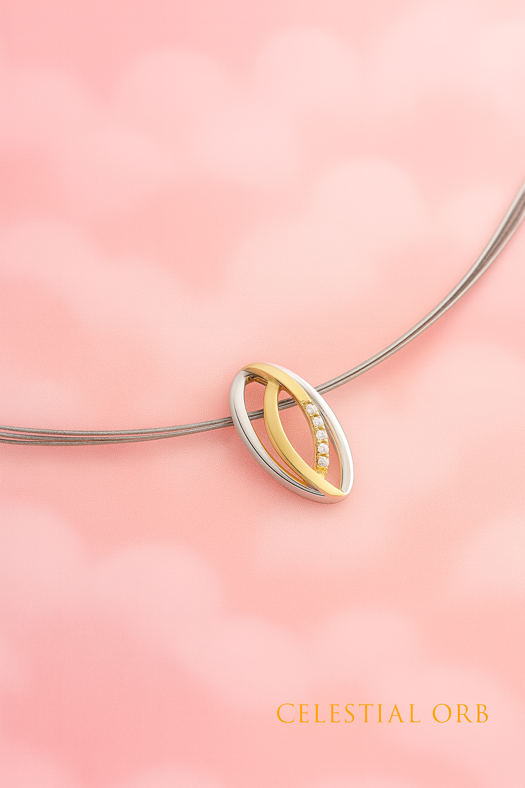 Sunrise Collier – sterling silver and gold necklace with diamond accents for women