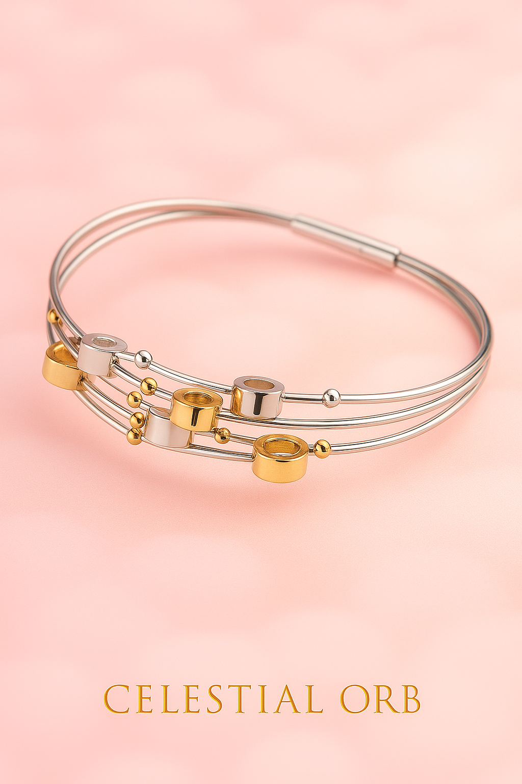 Luna collier – sterling silver and gold two-tone modern designer necklace