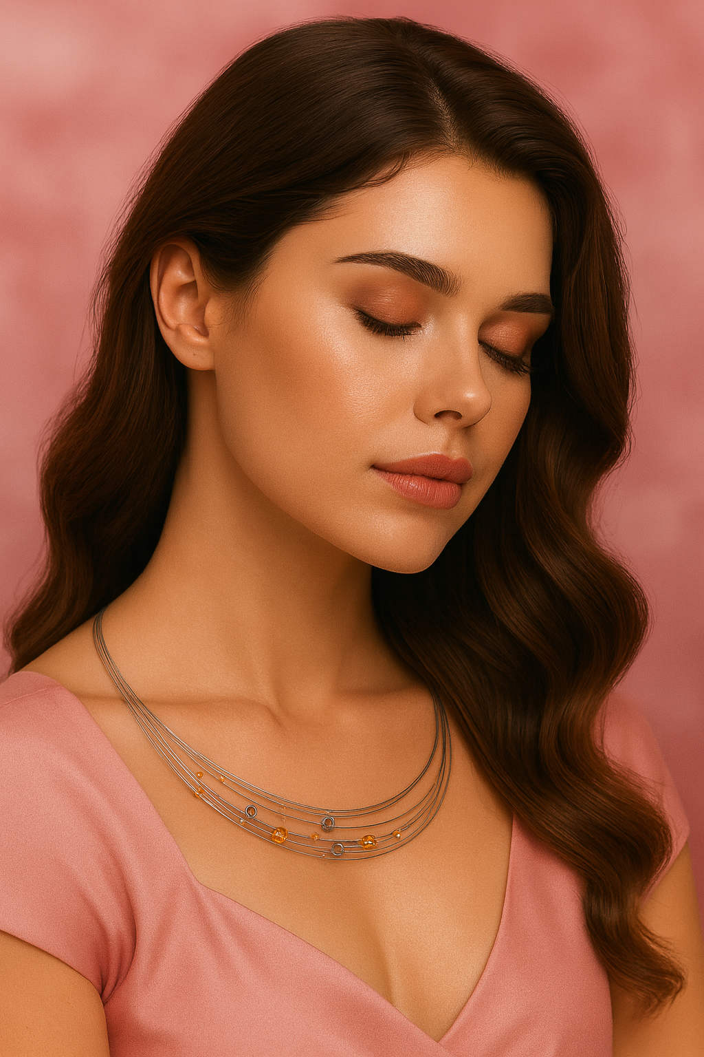 Luna collier – sterling silver and gold two-tone modern designer necklace