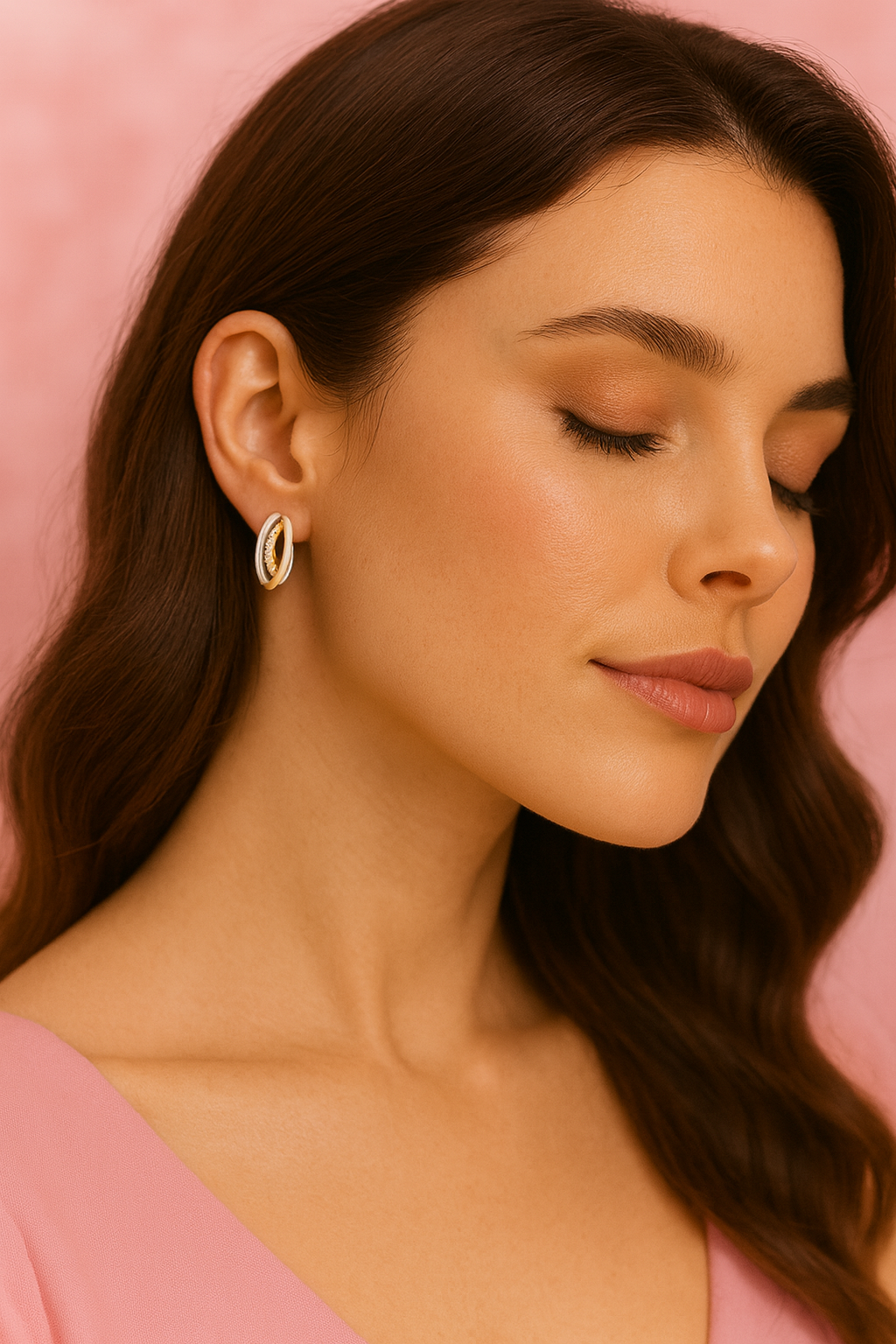 Sunrise earrings – sterling silver and gold two-tone earrings with diamond accents