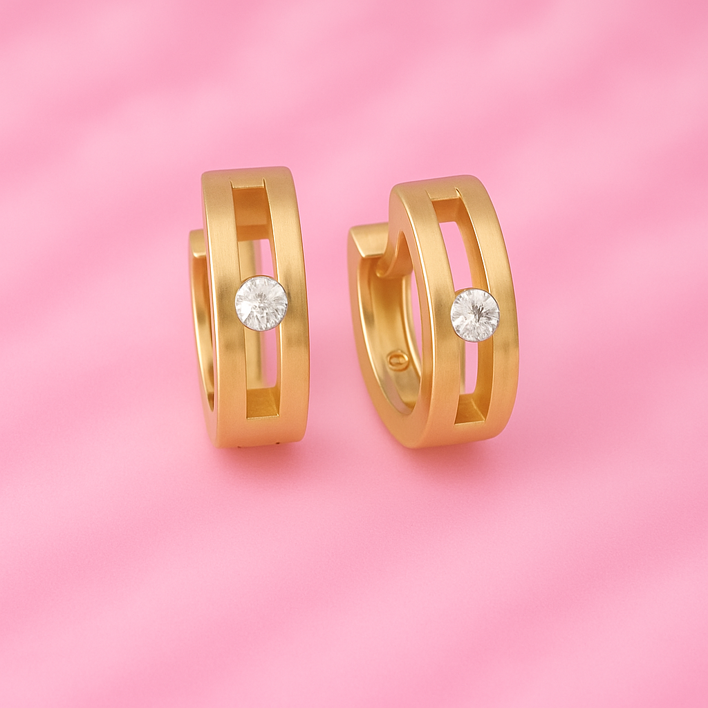 Aurora’s Halo Earrings Gold – luxury gold hoop earrings with diamond accent for women