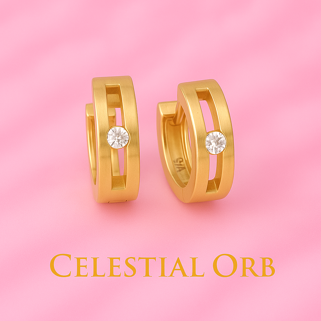 Aurora’s Halo Earrings Gold – luxury gold hoop earrings with diamond accent for women