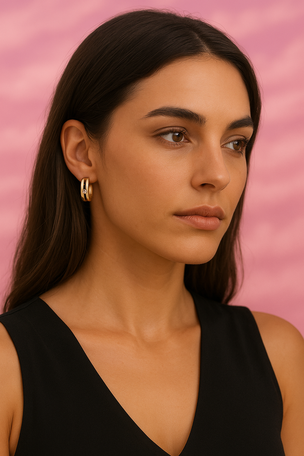 Aurora’s Halo Earrings Gold – luxury gold hoop earrings with diamond accent for women