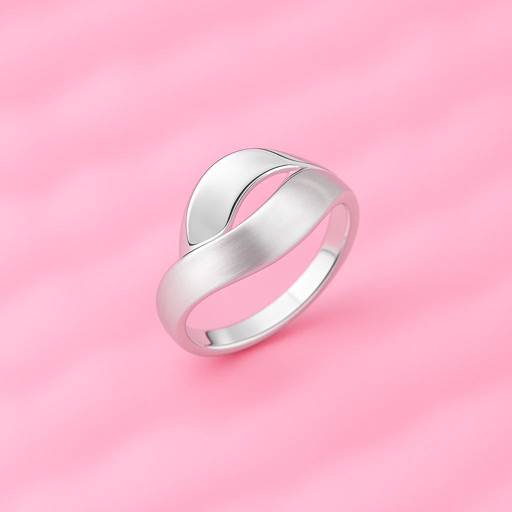 Silver leaf ring – minimalist sterling silver women’s ring with modern design