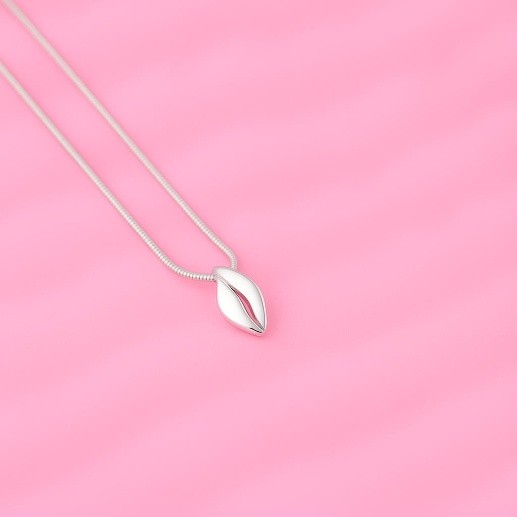 Silver leaf pendant necklace – minimalist sterling silver women’s necklace