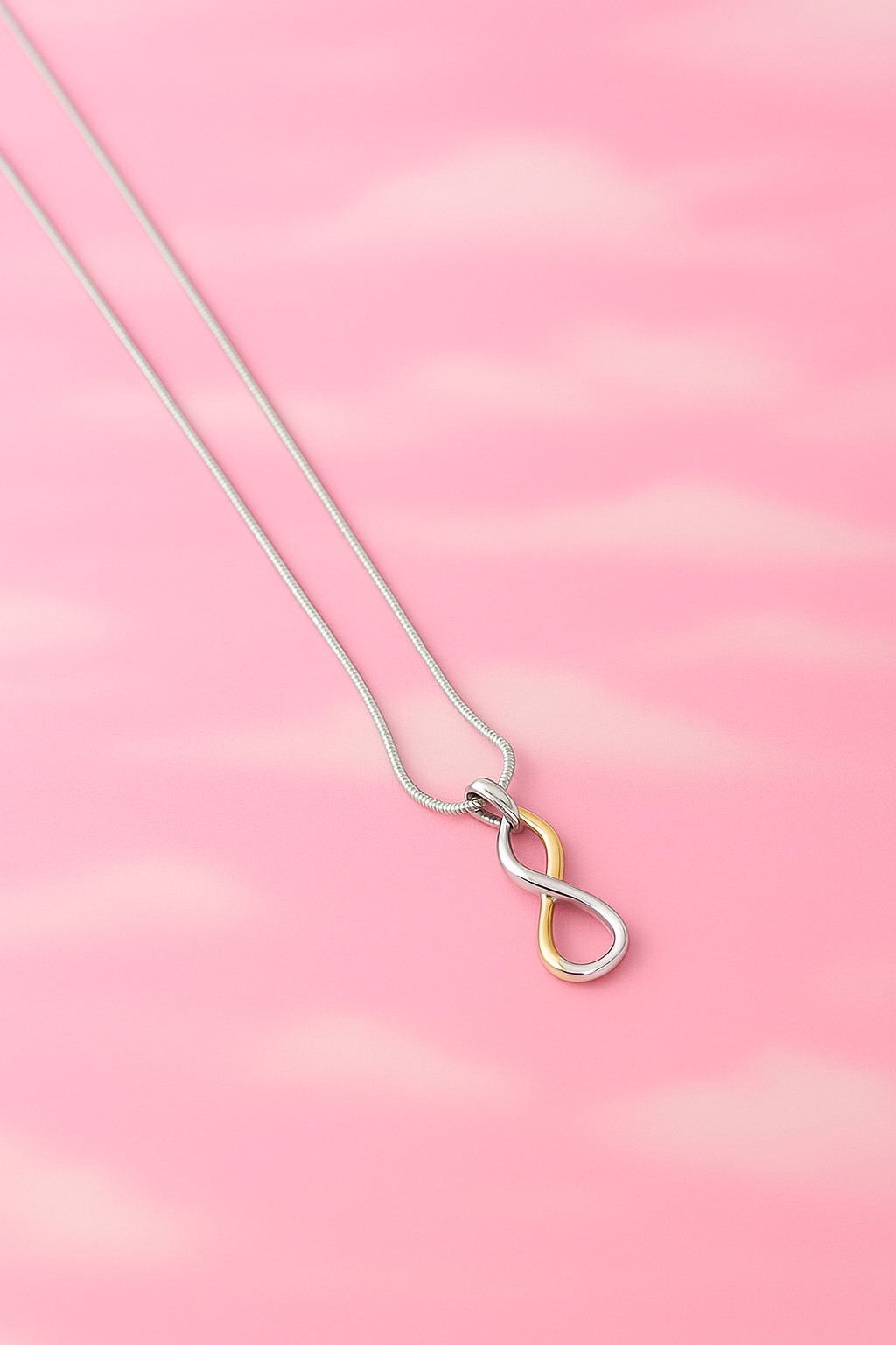 Silver and gold pendant necklace – elegant sterling silver Eternity collier for women