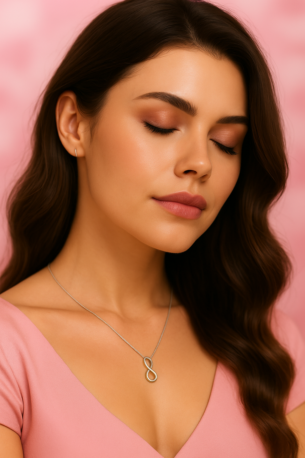 Silver and gold pendant necklace – elegant sterling silver Eternity collier for women