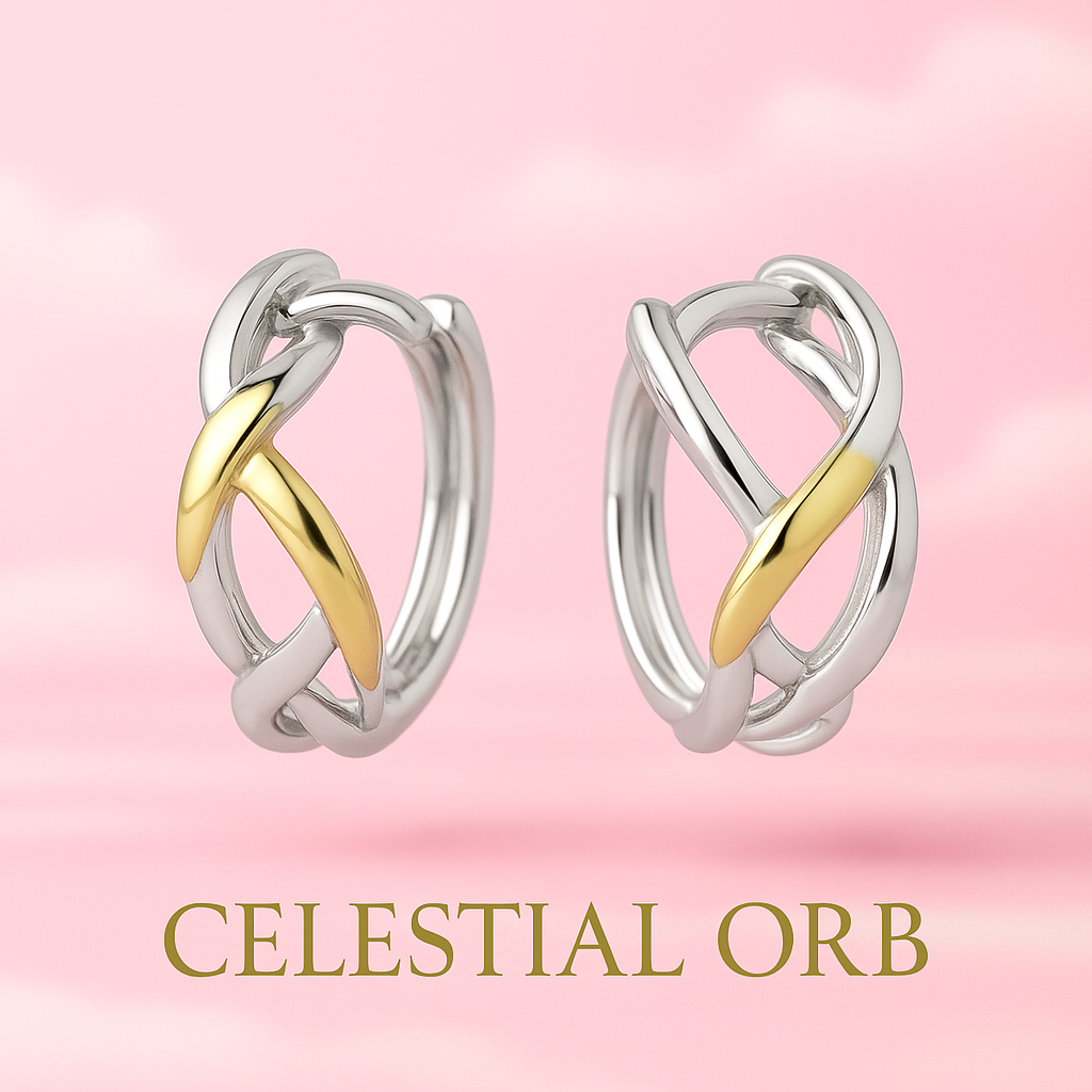 Eternity earrings – sterling silver and gold two-tone infinity hoop earrings