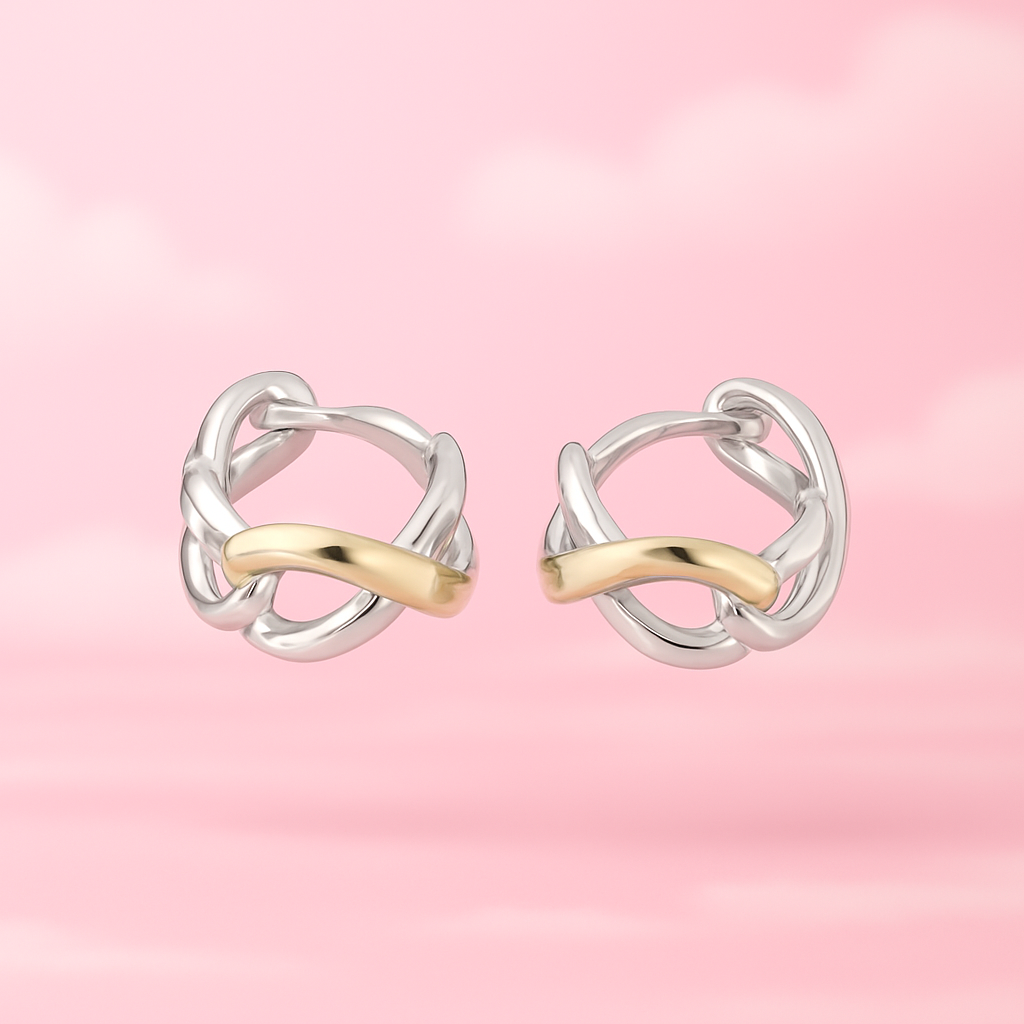 Eternity earrings – sterling silver and gold two-tone infinity hoop earrings