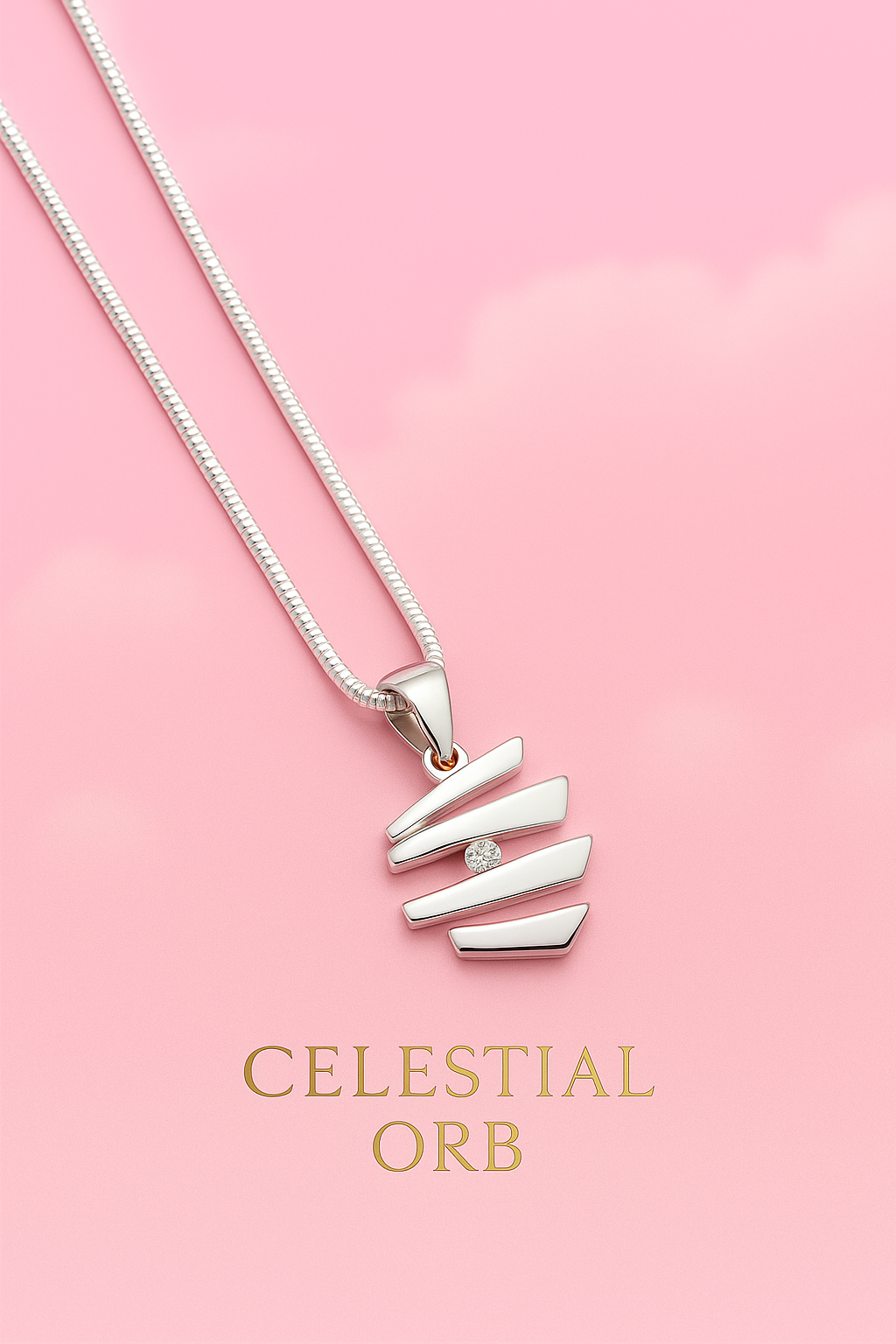 Sterling silver pendant necklace with crystal stone – modern Tokyo collier for women