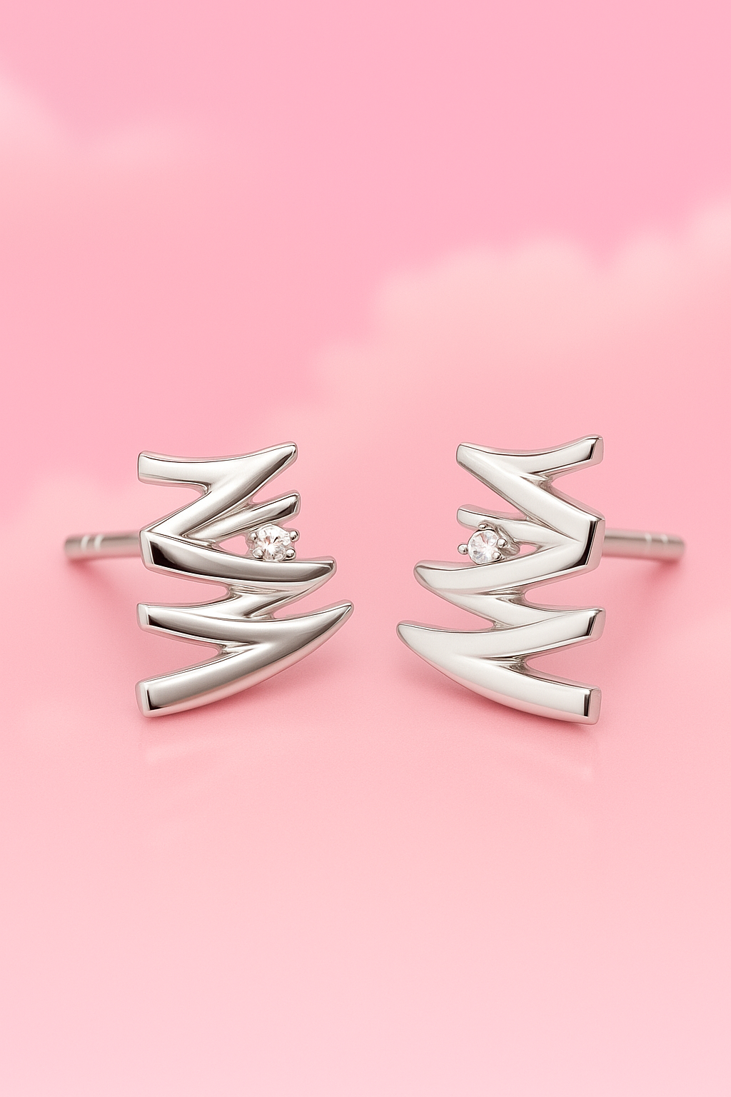 Sterling silver stud earrings with crystal stone – modern Tokyo earrings for women