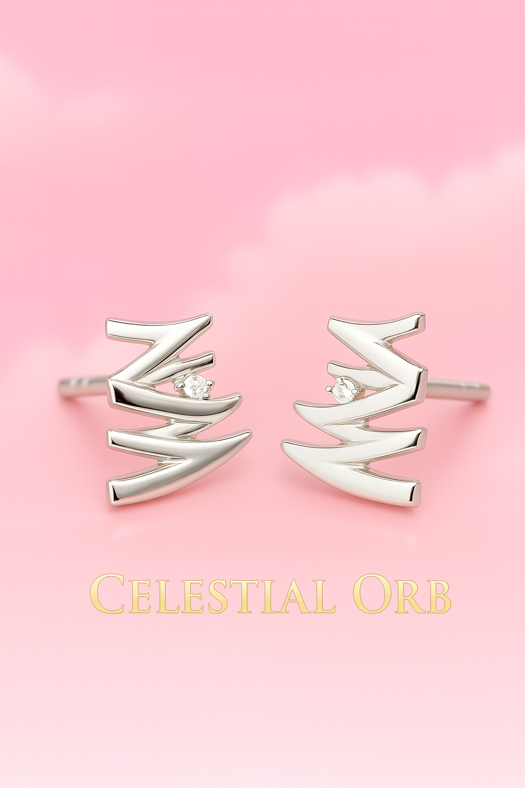 Sterling silver stud earrings with crystal stone – modern Tokyo earrings for women