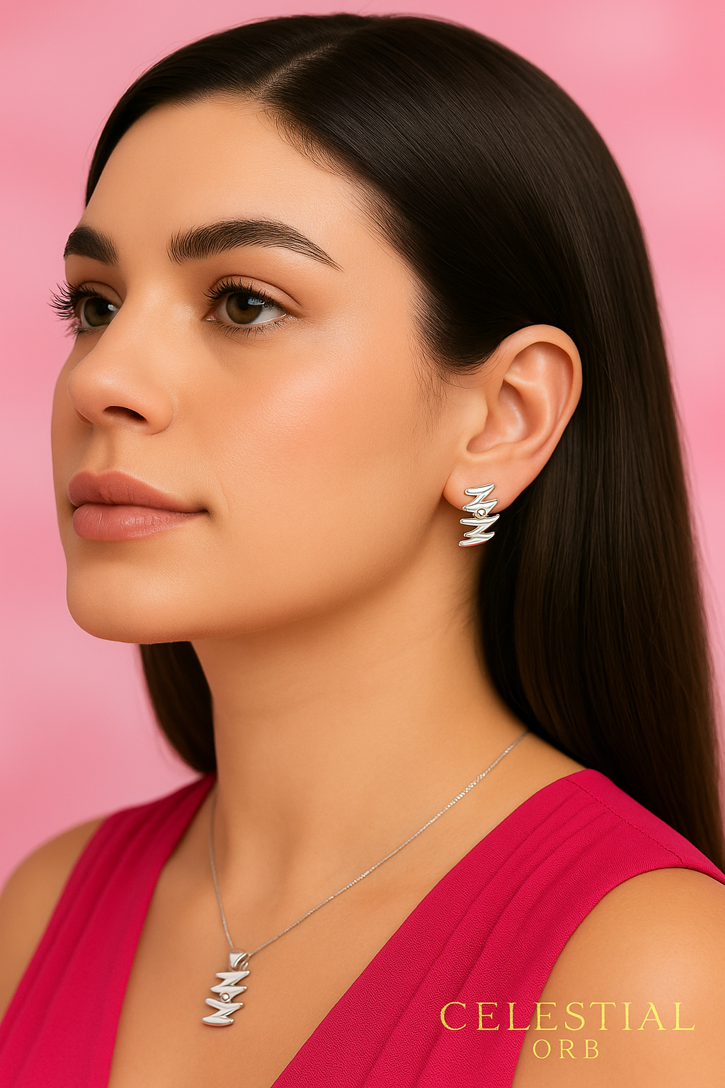 Sterling silver stud earrings with crystal stone – modern Tokyo earrings for women