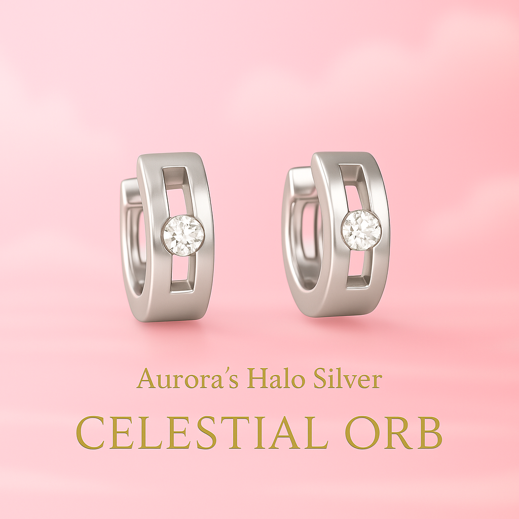 Sterling silver hoop earrings with crystal stone – elegant Aurora’s Halo huggie earrings for women