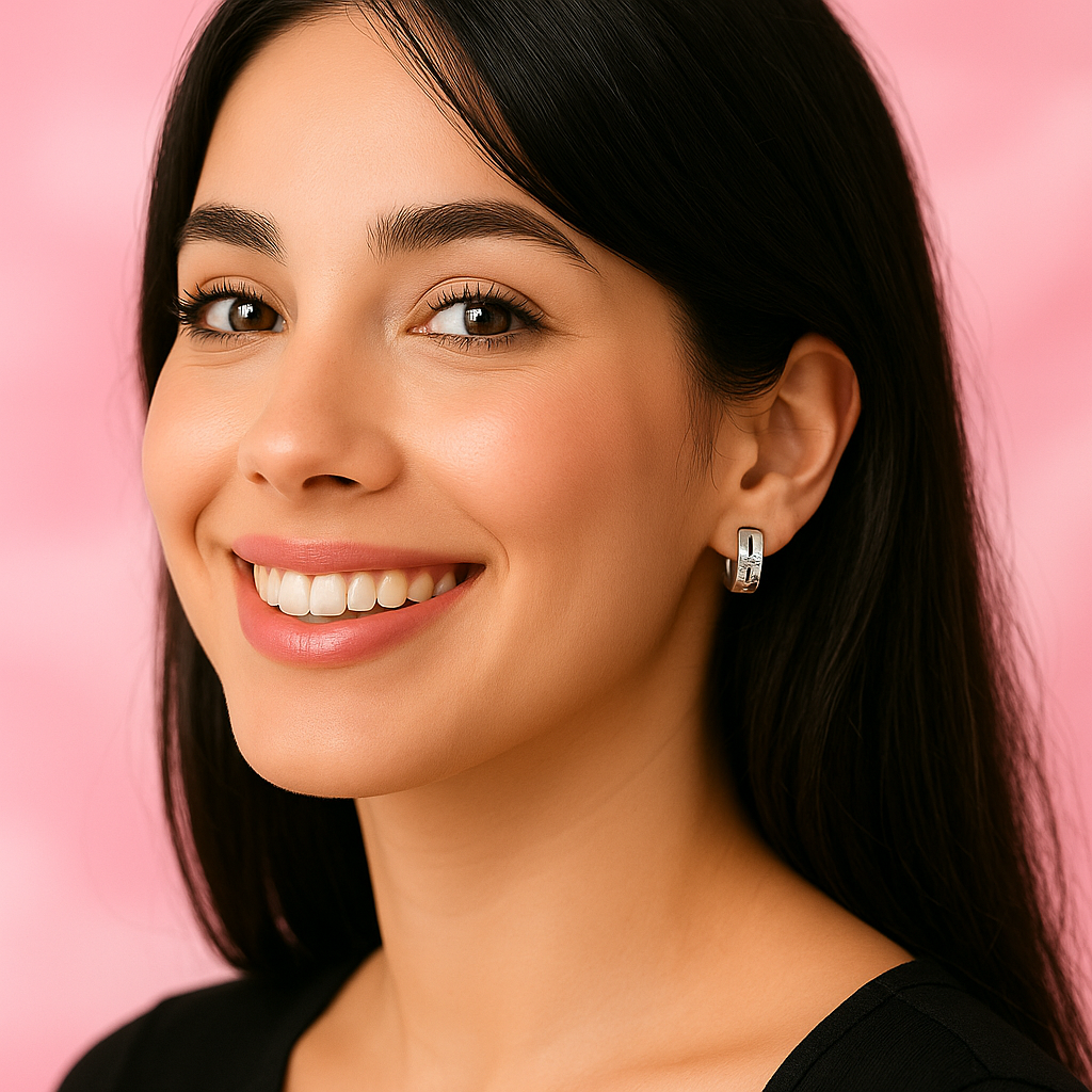 Sterling silver hoop earrings with crystal stone – elegant Aurora’s Halo huggie earrings for women