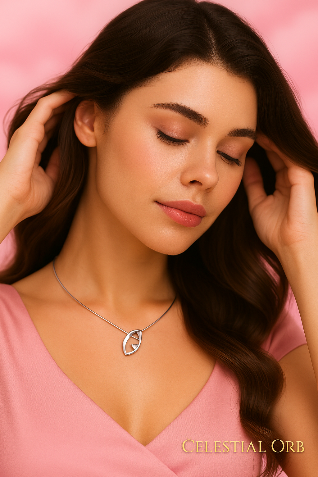 Blue Oyster silver collier necklace with crystal pendant – elegant sterling silver women’s necklace