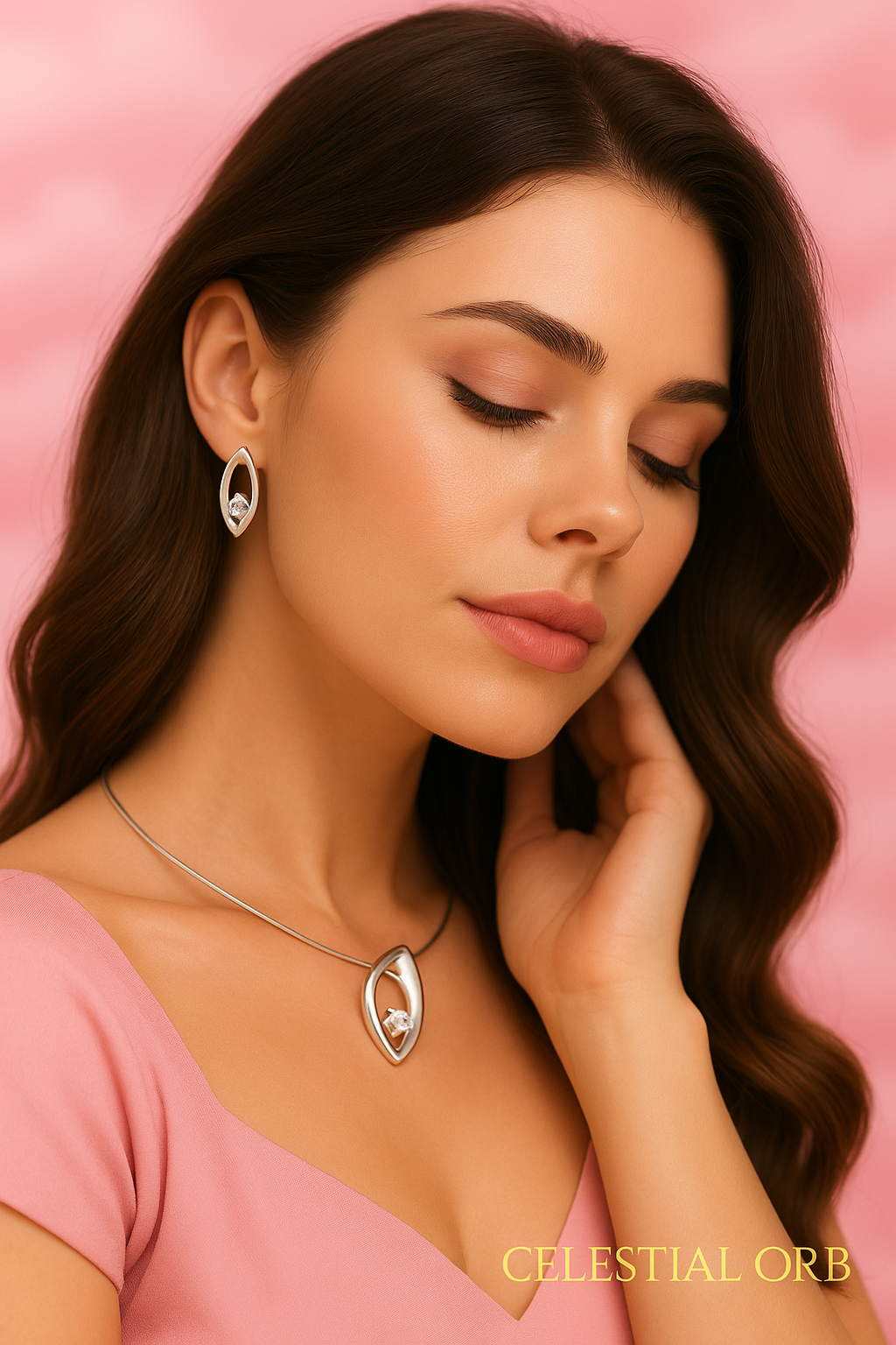 Sterling silver teardrop stud earrings with crystal stone – elegant Blue Oyster design for women