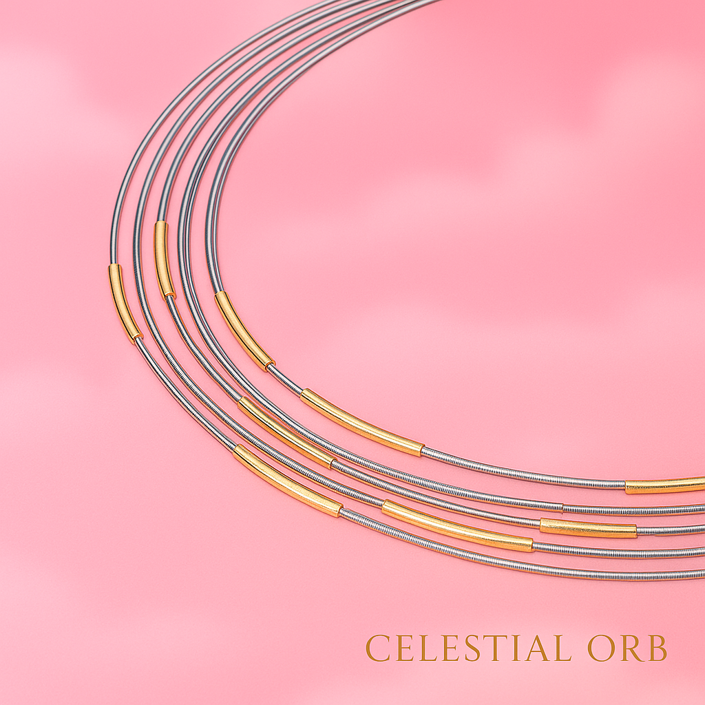 Silver and gold multi strand necklace – elegant women’s fashion collier with modern design