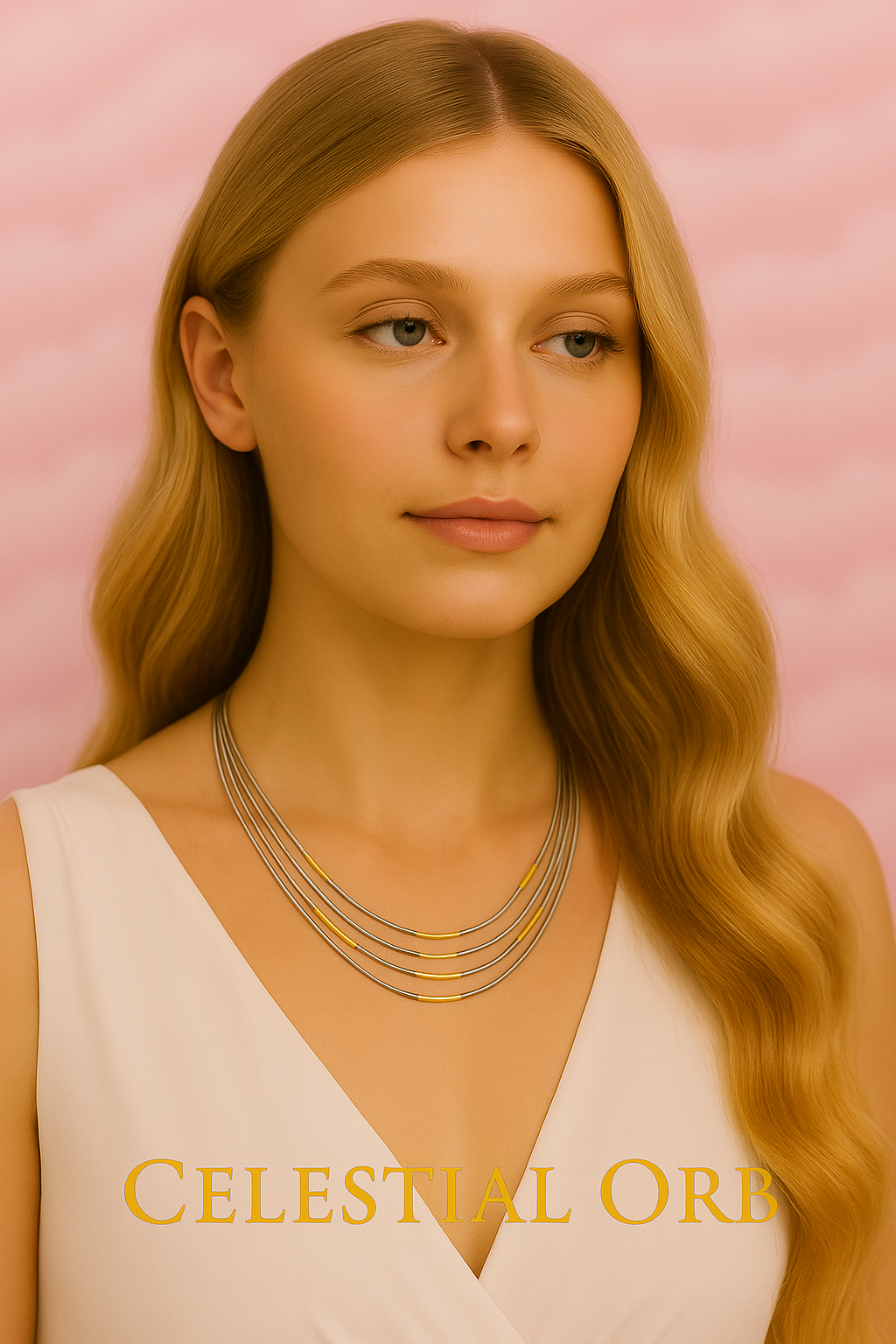 Silver and gold multi strand necklace – elegant women’s fashion collier with modern design