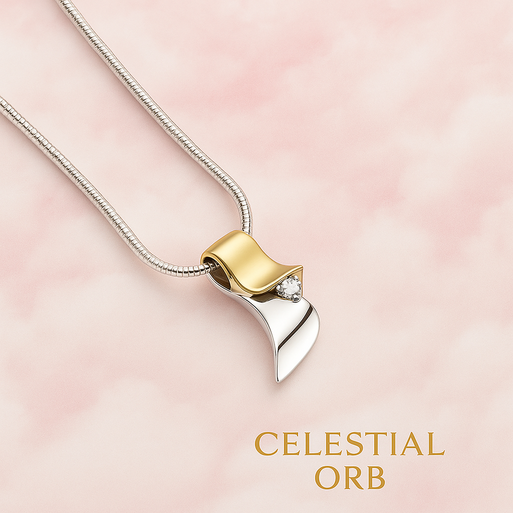 Veil collier – sterling silver and gold two-tone necklace with cubic zirconia pendant