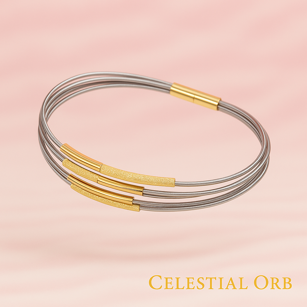 Gold and silver multi strand bracelet – elegant women’s fashion bangle for everyday wear