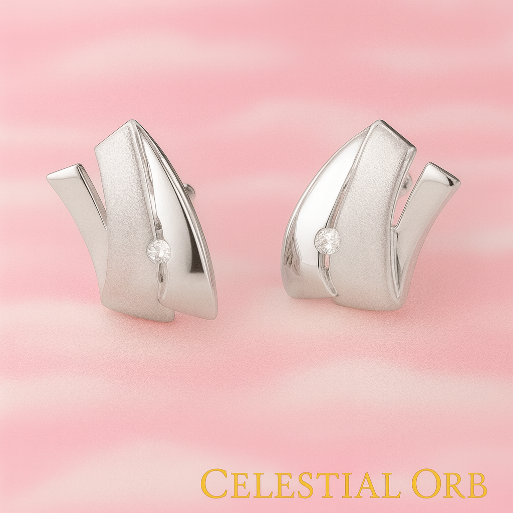 Sterling silver stud earrings with crystal stone – elegant minimalist women’s earrings