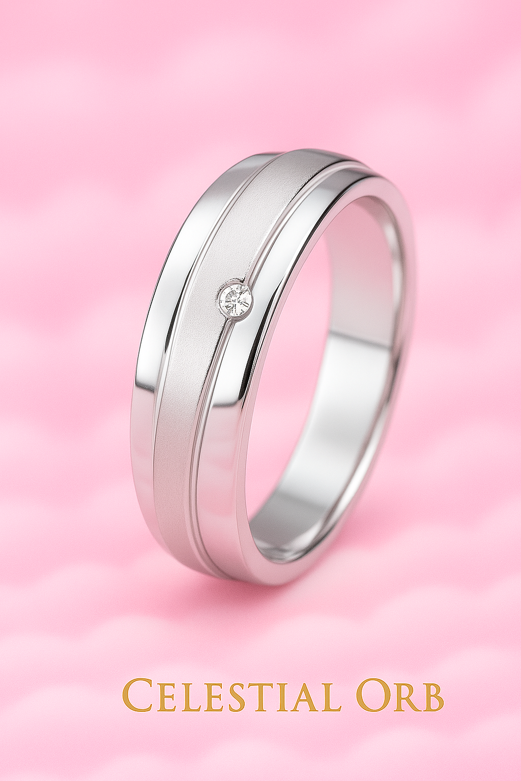 Storm Ring – sterling silver women’s ring with polished and matte finish, diamond accent