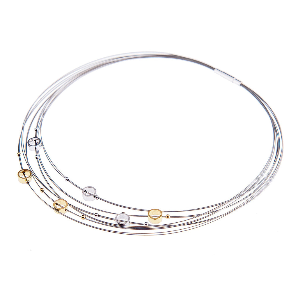 Luna collier – sterling silver and gold two-tone modern designer necklace