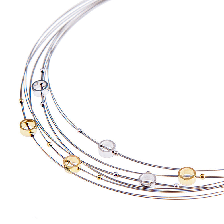 Luna collier – sterling silver and gold two-tone modern designer necklace