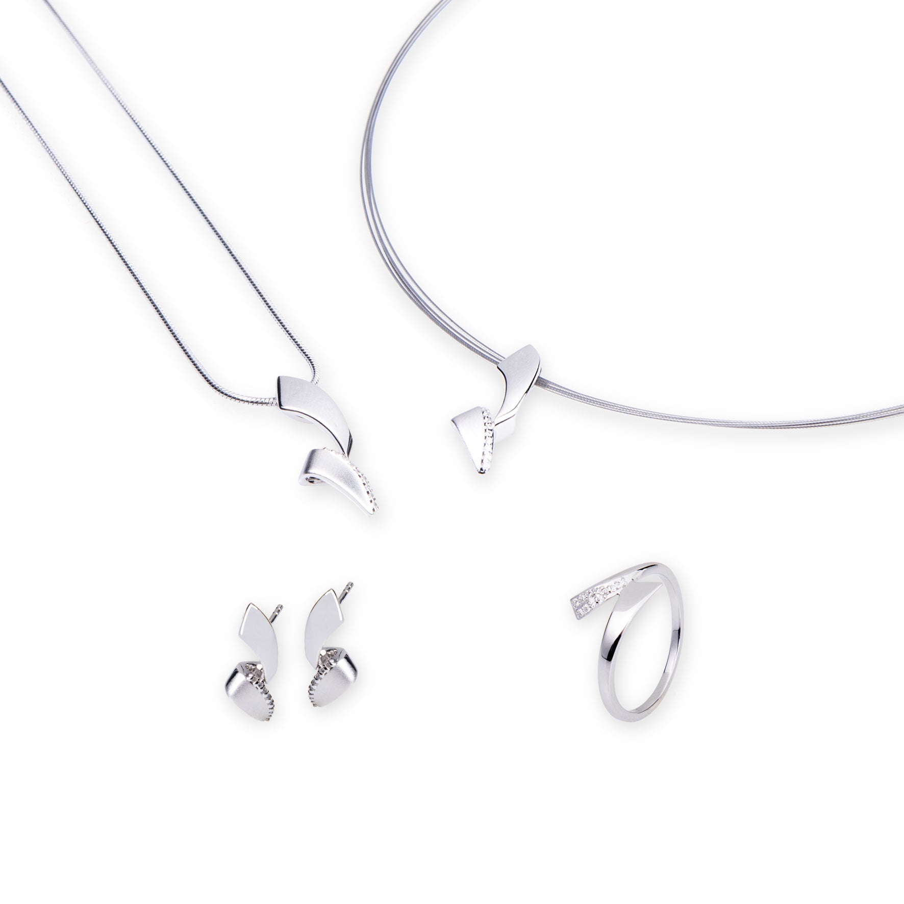 Sterling silver stud earrings with crystal accent – elegant Florence earrings for women