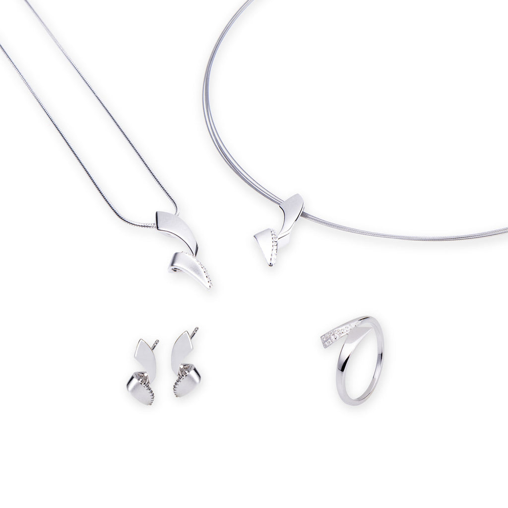 Sterling silver pendant necklace with pavé stones – elegant Florence collier for women