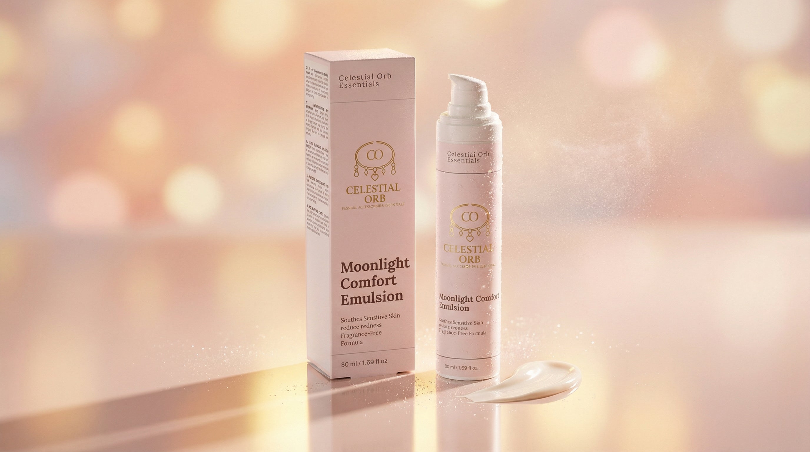 Moonlight Comfort Emulsion with packaging – gentle hydrating emulsion by Celestial Orb Essentials