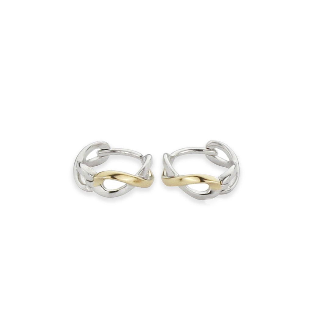 Eternity earrings – sterling silver and gold two-tone infinity hoop earrings