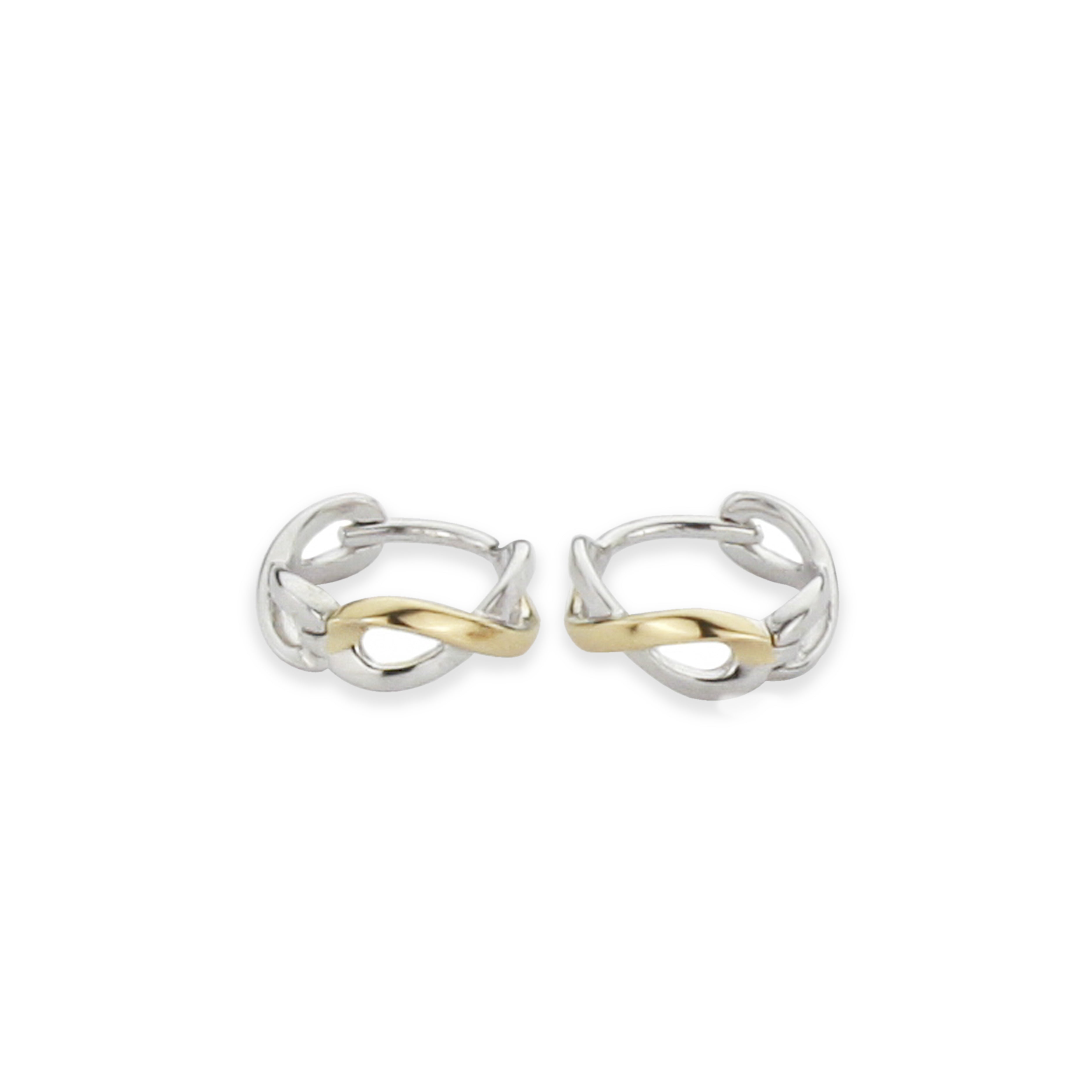 Eternity earrings – sterling silver and gold two-tone infinity hoop earrings