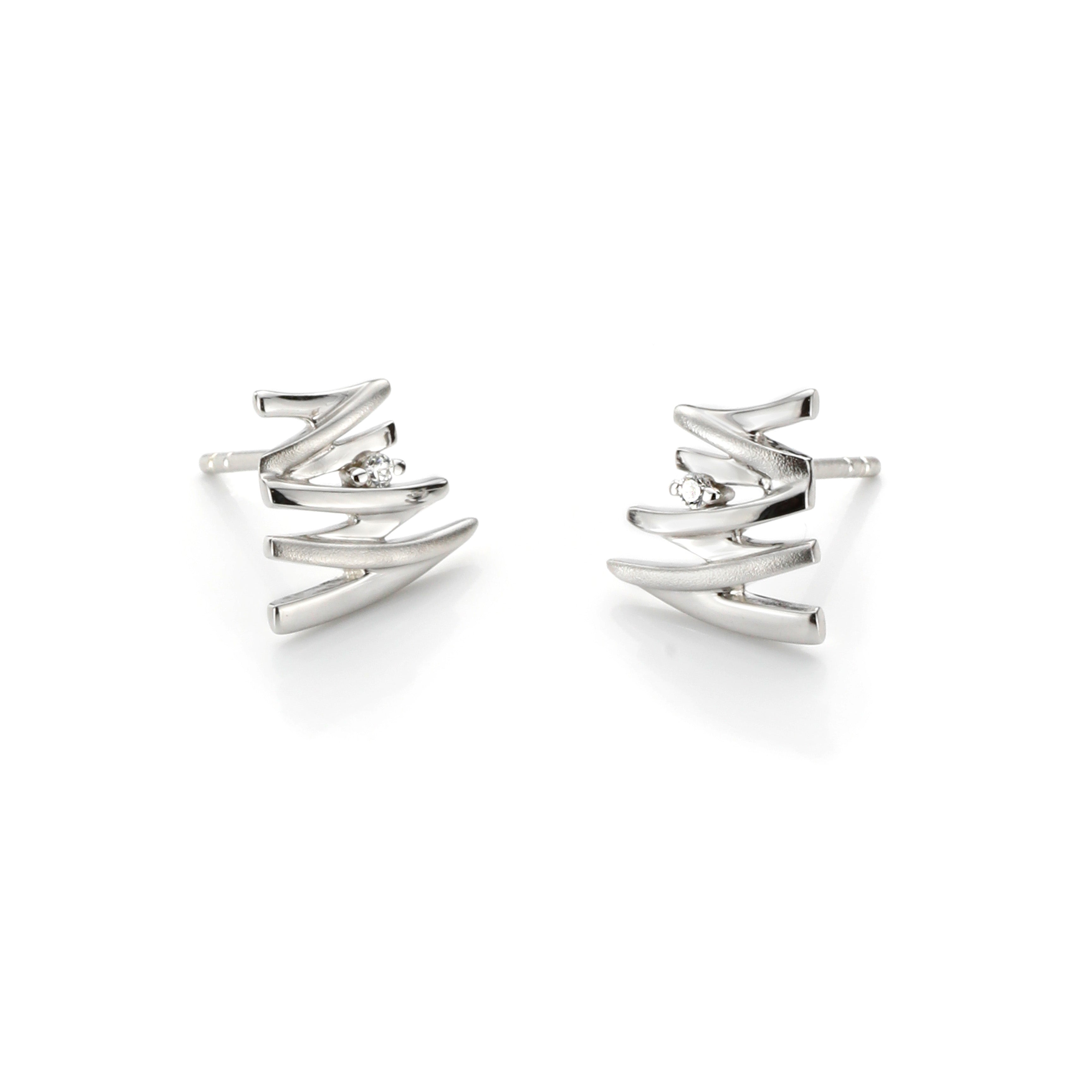 Sterling silver stud earrings with crystal stone – modern Tokyo earrings for women