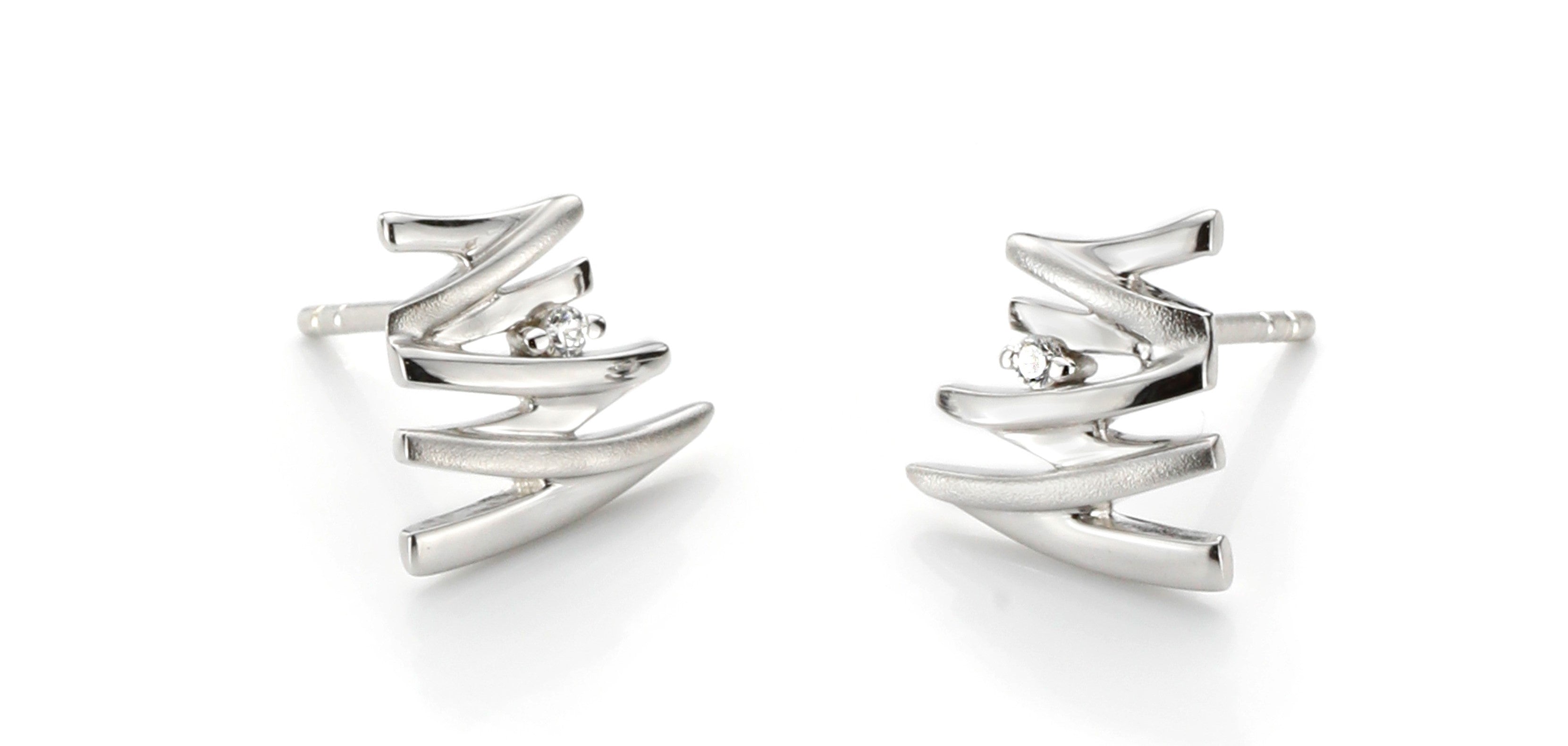 Sterling silver stud earrings with crystal stone – modern Tokyo earrings for women