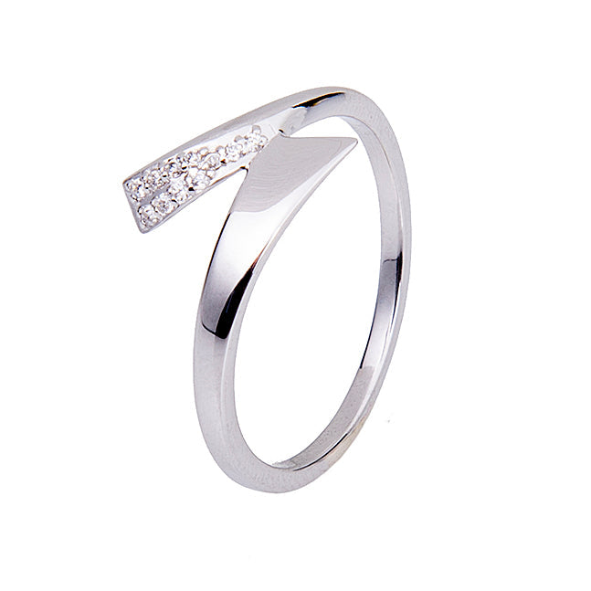 Sterling silver women’s ring with pavé crystal stones – elegant Florence modern ring design