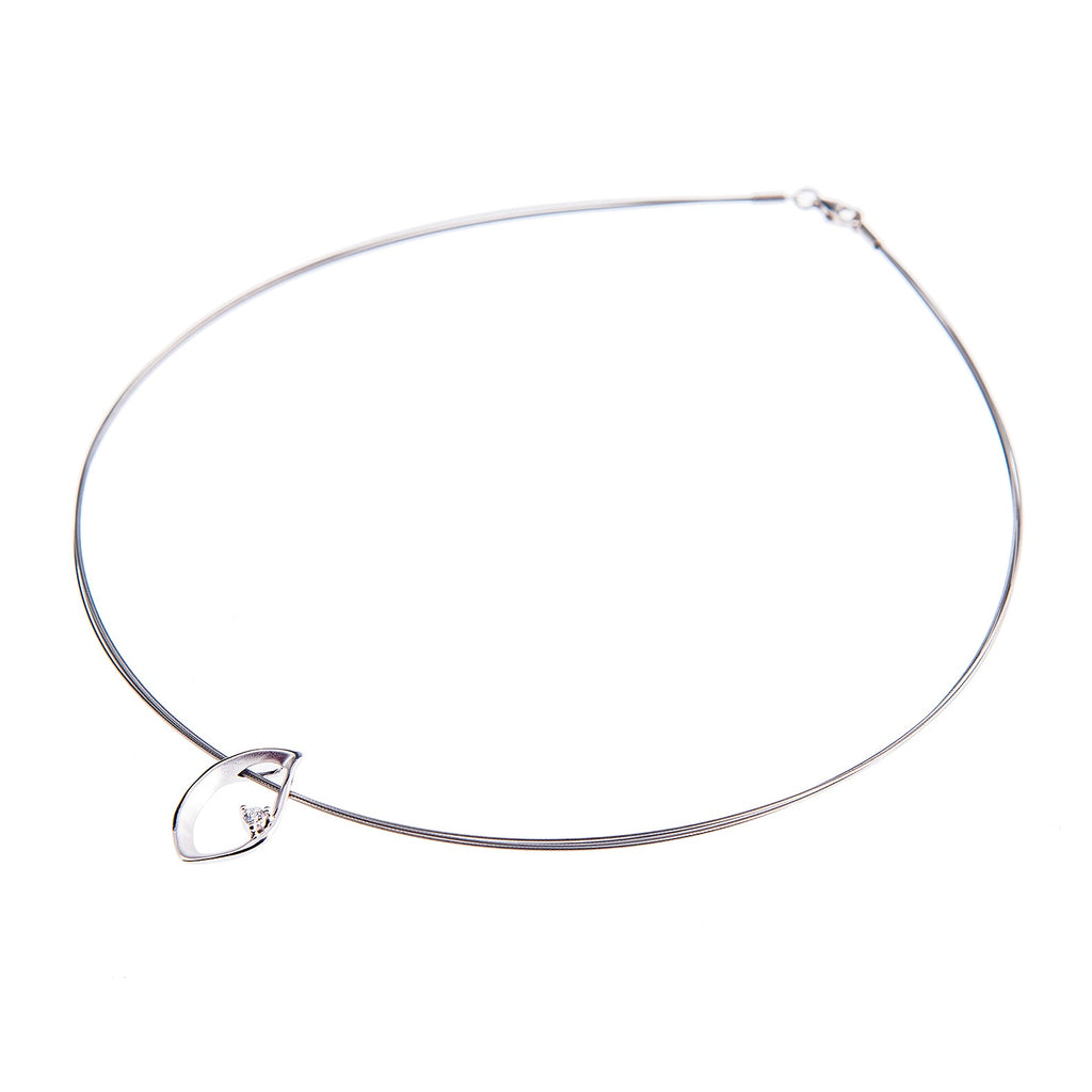 Blue Oyster silver collier necklace with crystal pendant – elegant sterling silver women’s necklace