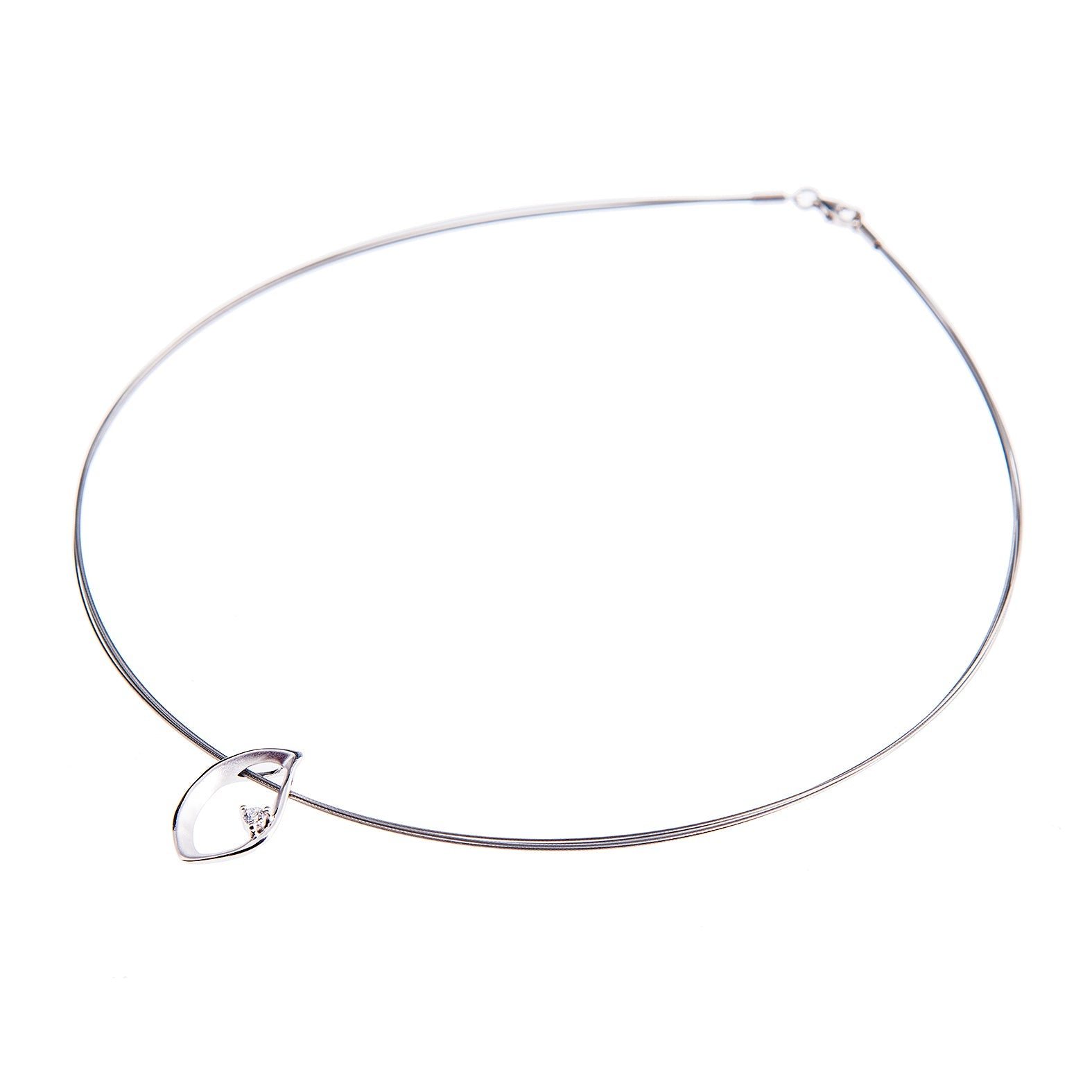 Blue Oyster silver collier necklace with crystal pendant – elegant sterling silver women’s necklace