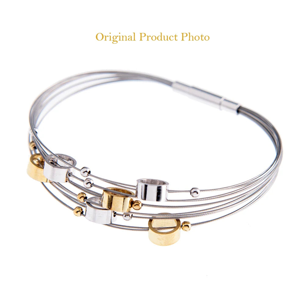 Luna bracelet – sterling silver and gold two-tone modern designer bangle