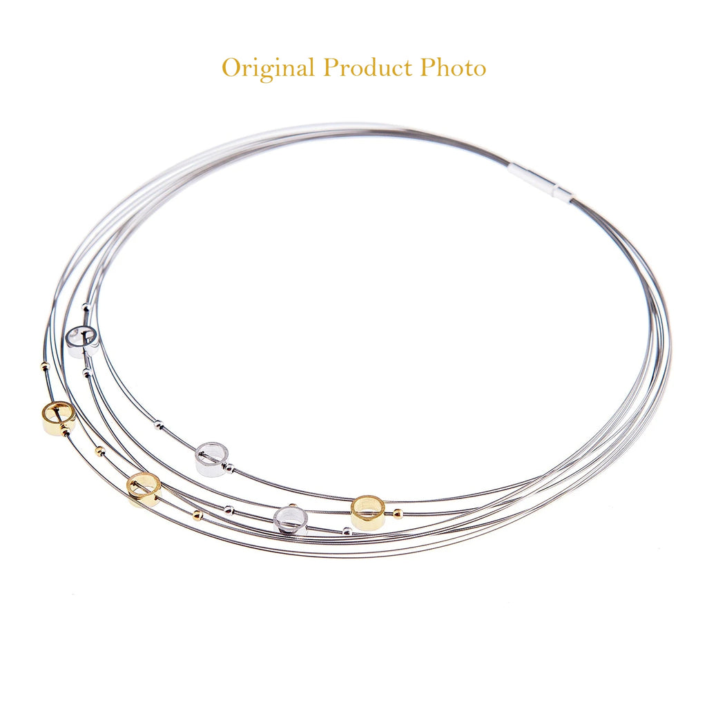 Luna collier – sterling silver and gold two-tone modern designer necklace