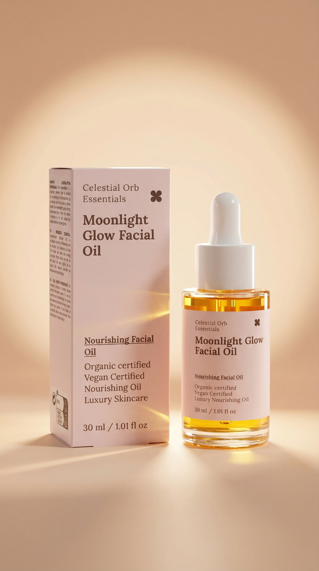 Celestial Orb Essentials Moonlight Glow Facial Oil – organic vegan nourishing facial oil for dry and sensitive skin