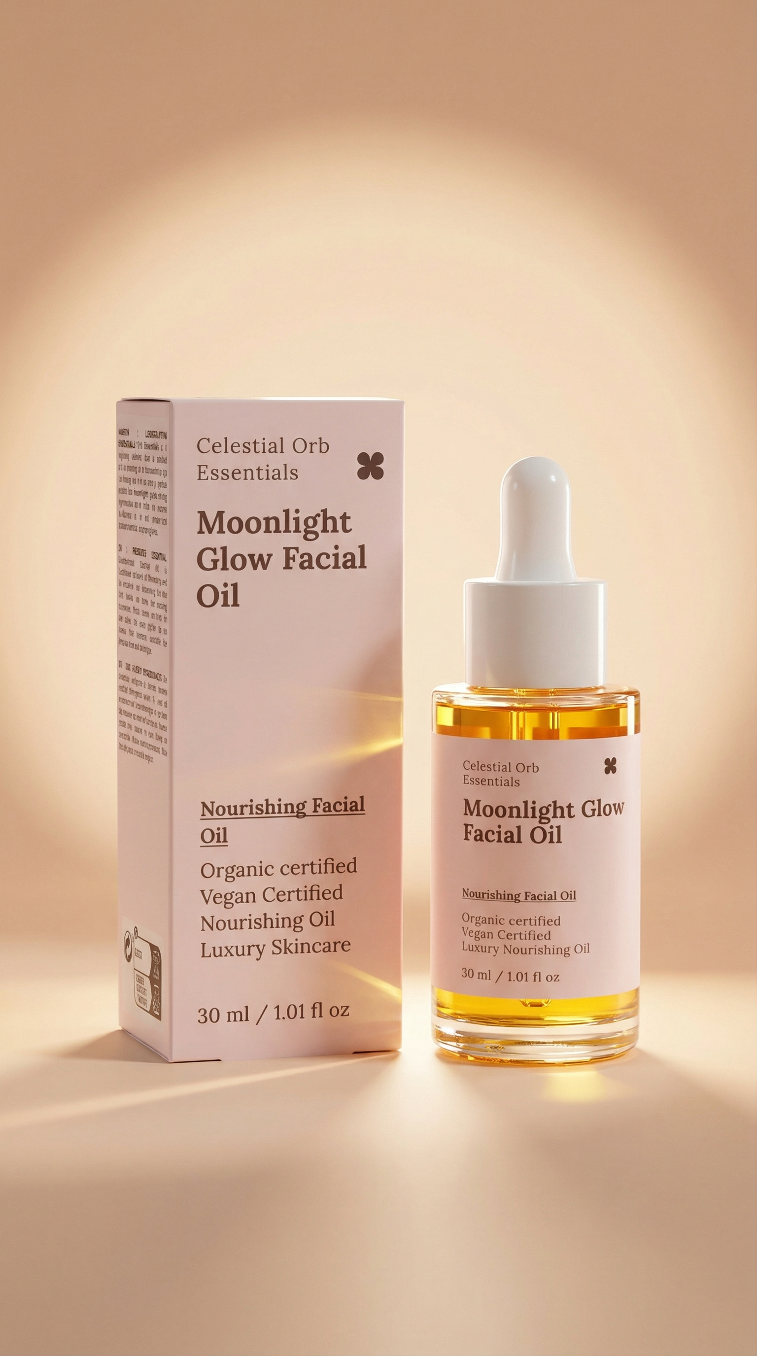 Celestial Orb Essentials Moonlight Glow Facial Oil – organic vegan nourishing facial oil for dry and sensitive skin