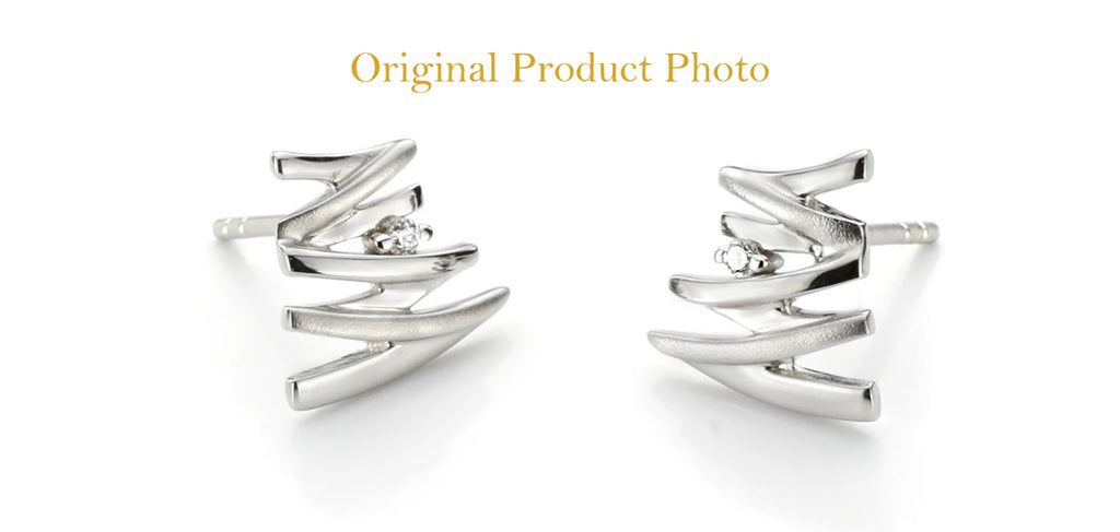 Sterling silver stud earrings with crystal stone – modern Tokyo earrings for women